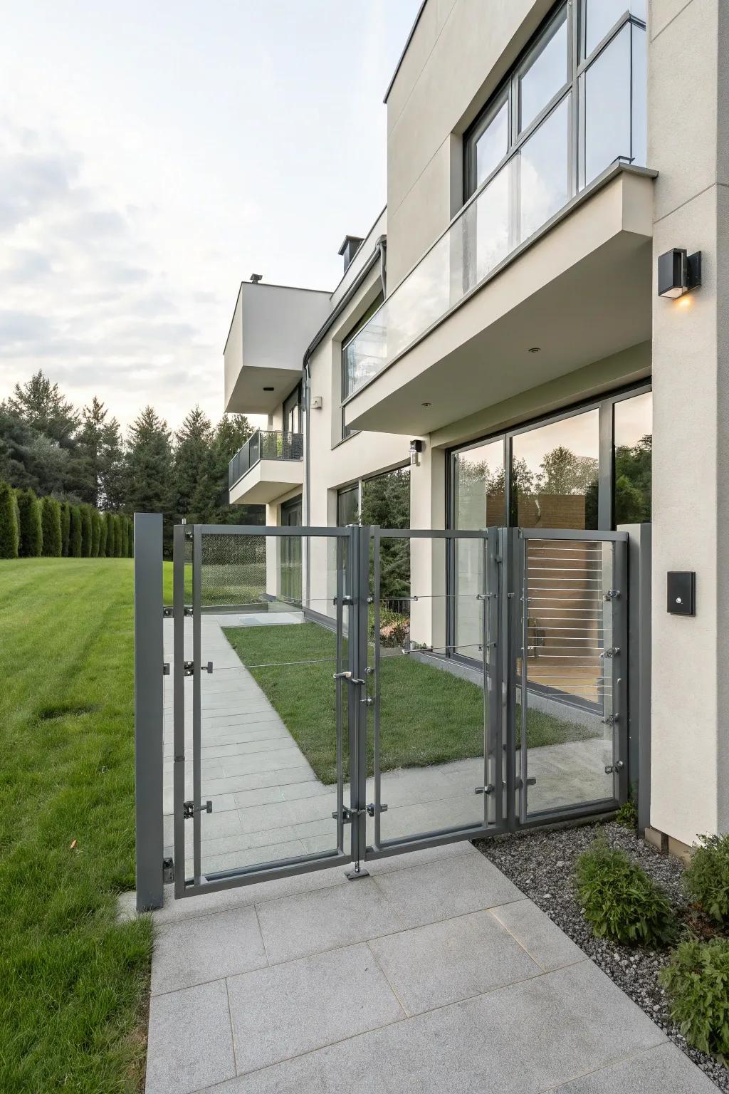 Glass elements provide a futuristic and airy feel to gates.