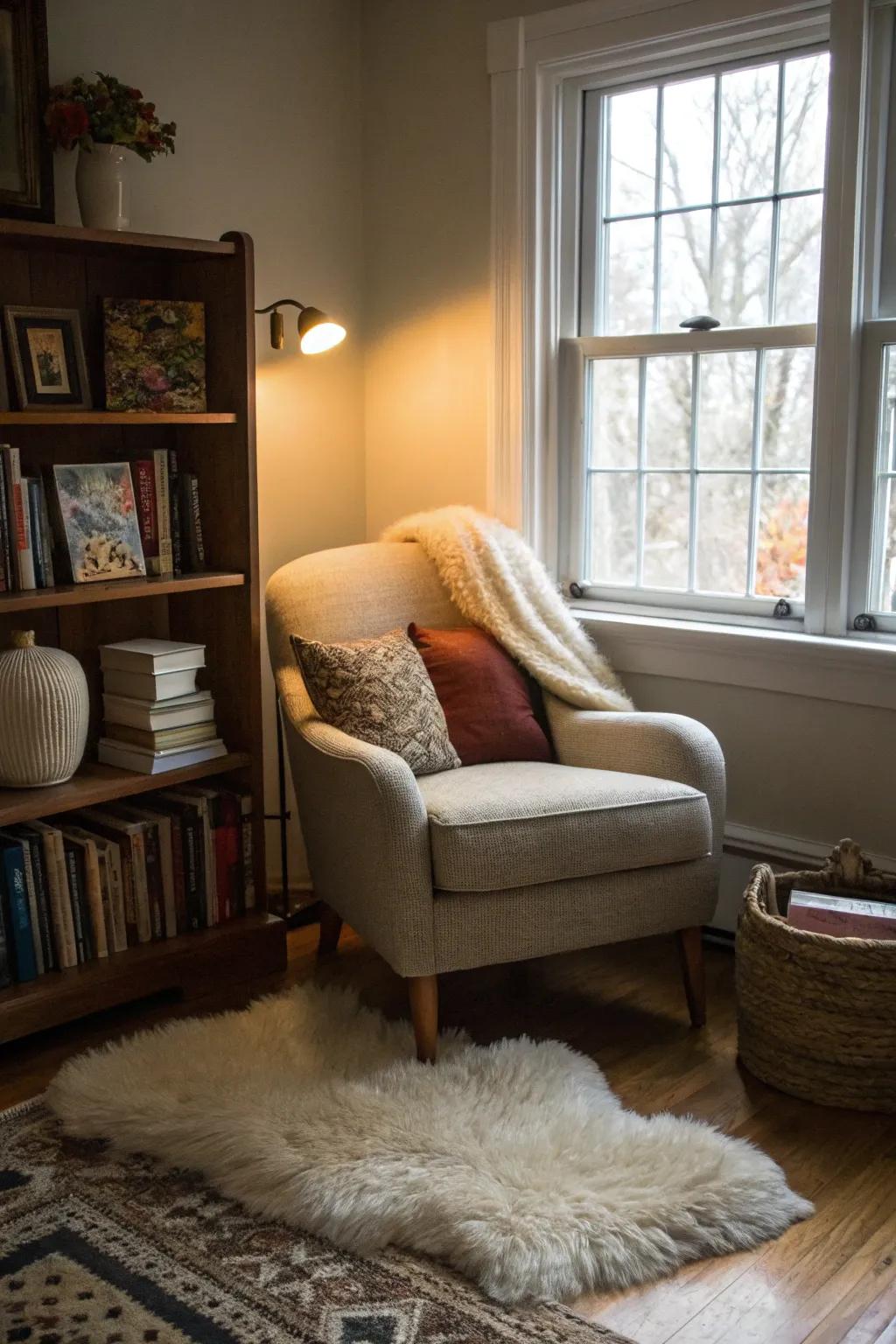 Sheepskin rugs offer an indulgent touch of warmth and comfort.