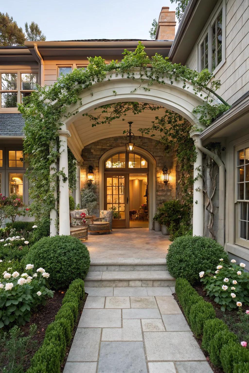 Create a grand entrance with an entry arch on your patio.