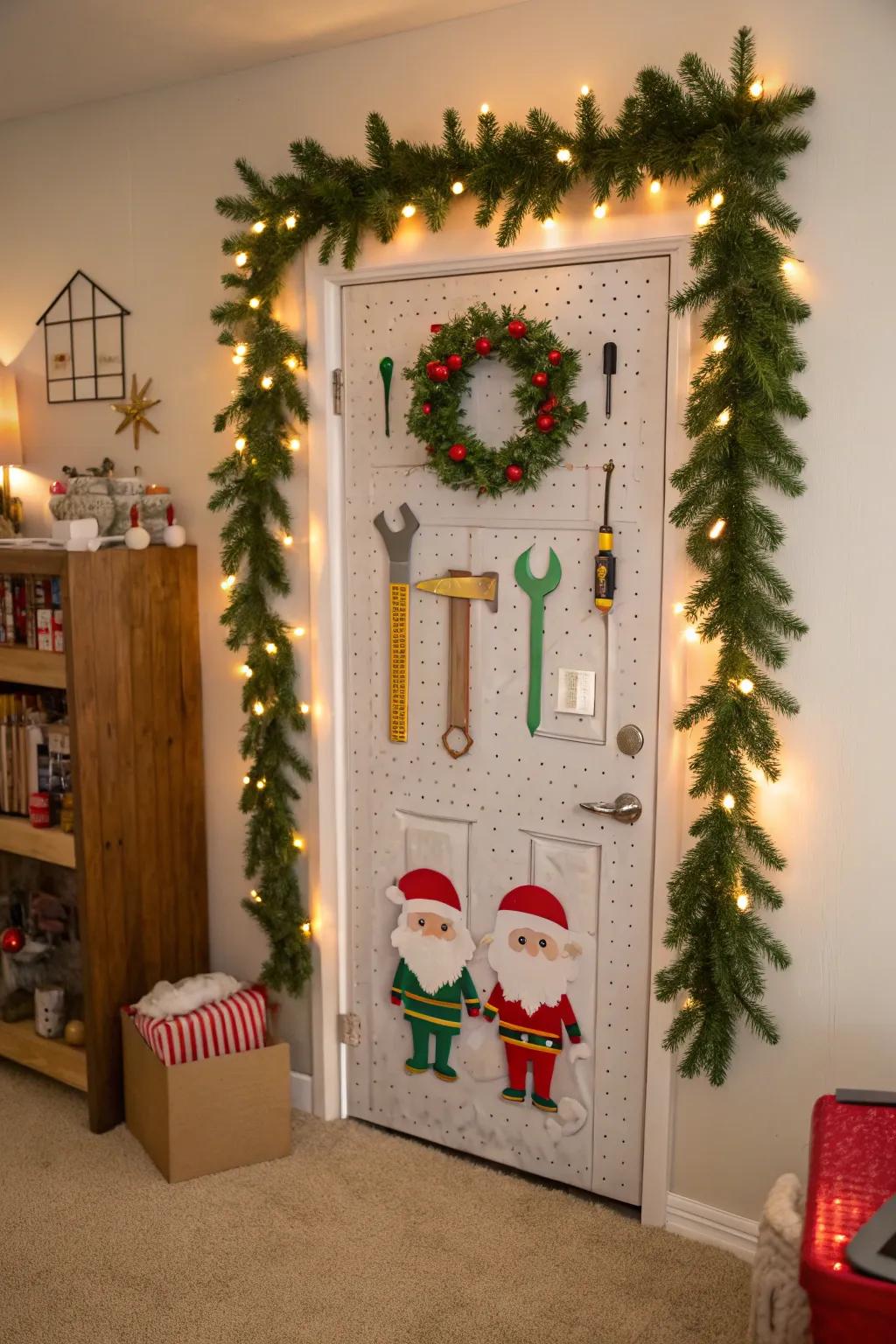 Santa's workstation introduces a bustling and merry ambiance to your holiday entrance.