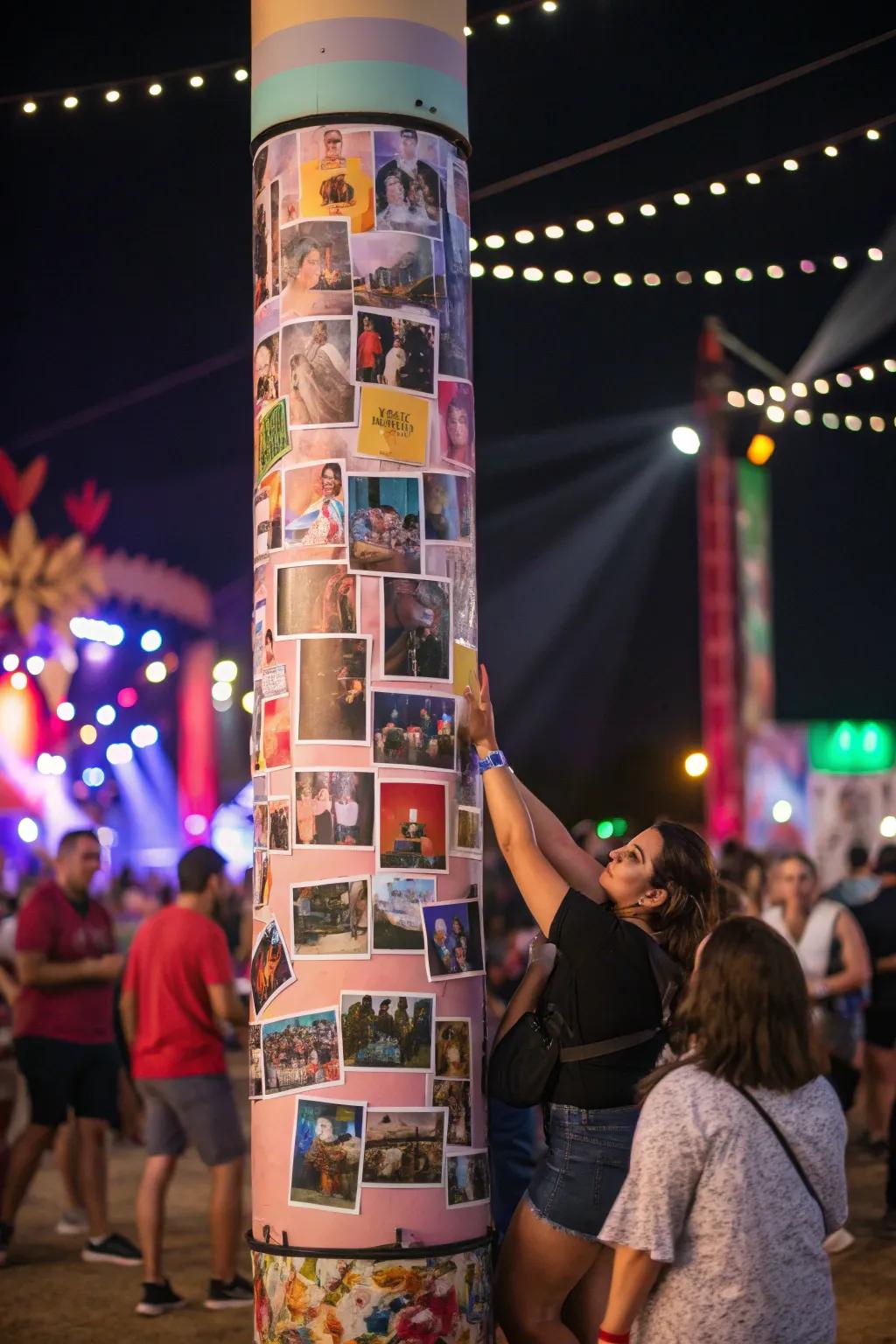 Personalized photo totems share stories and memories with the festival community.