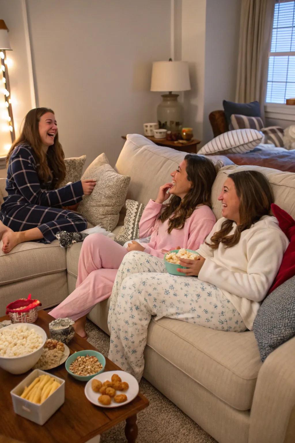 A laid-back pajama party for a relaxed and fun-filled Galentine's Day.