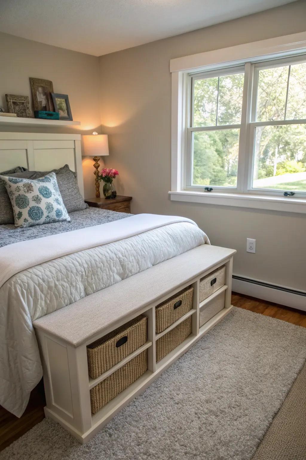 A storage bench combining functionality with style.