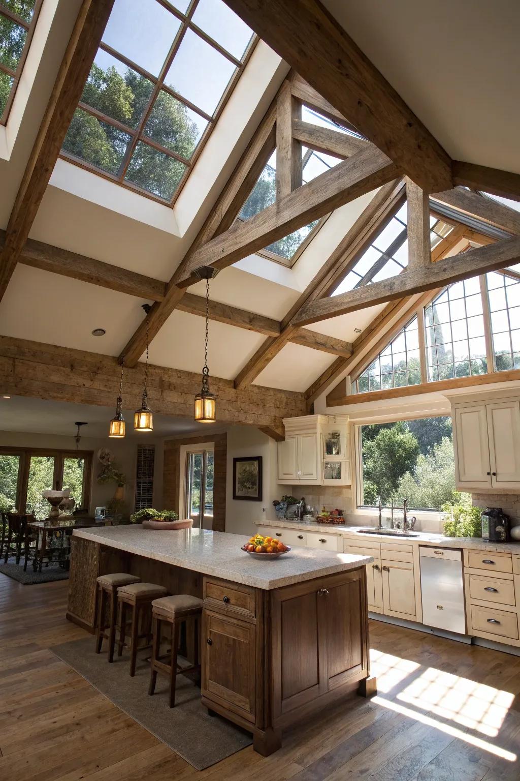 Skylights highlight components, emphasizing character.