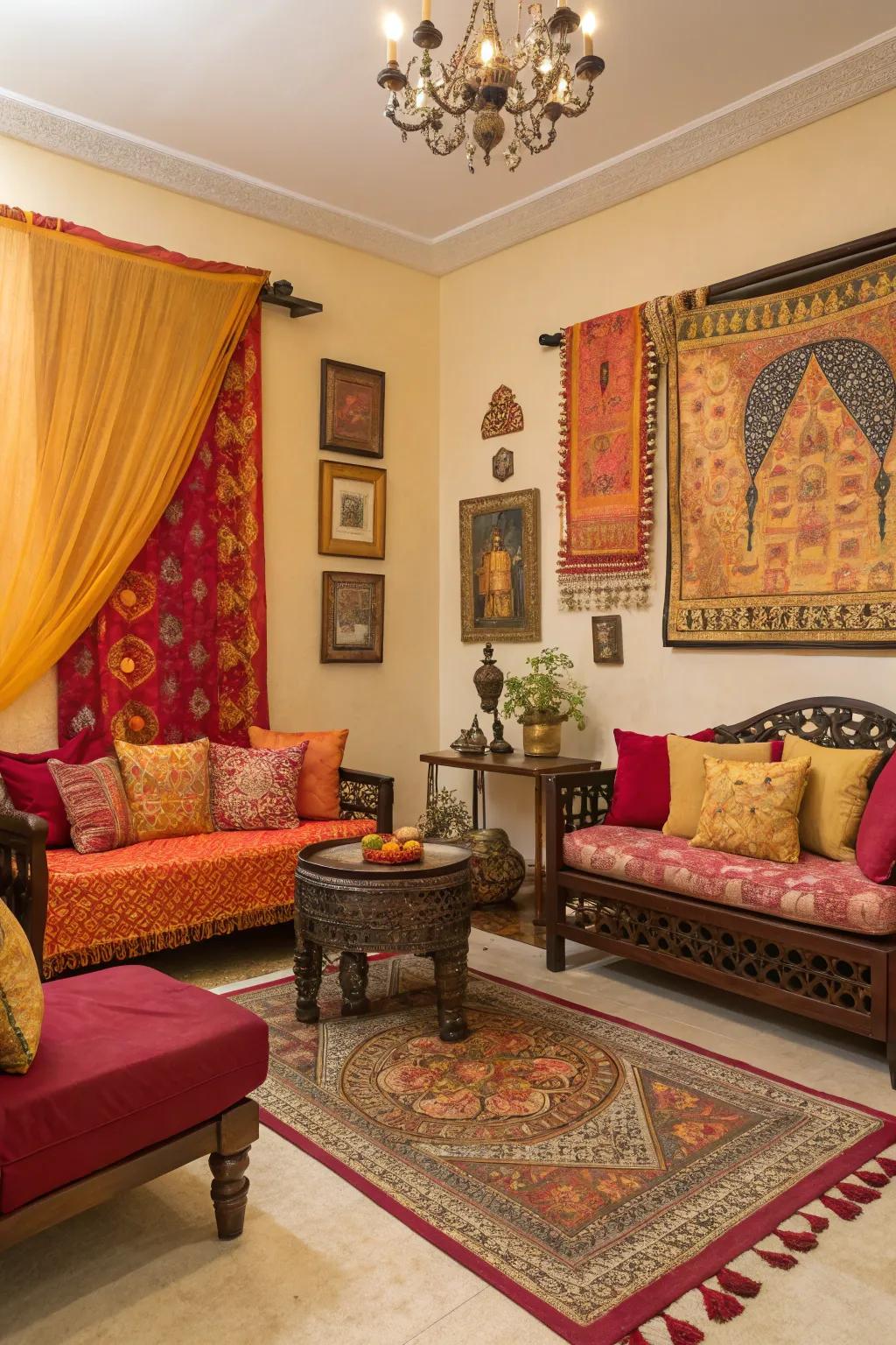 Cultural elements through color can add depth and personal meaning to your living room.