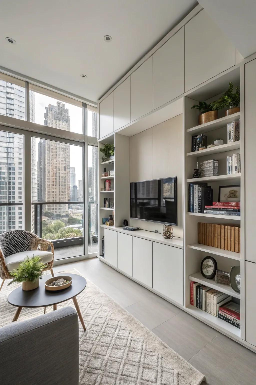 Built-in storage keeps your apartment tidy and sleek.