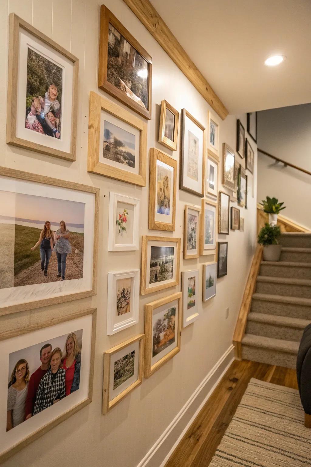 Personal photos add warmth and individuality to decor.