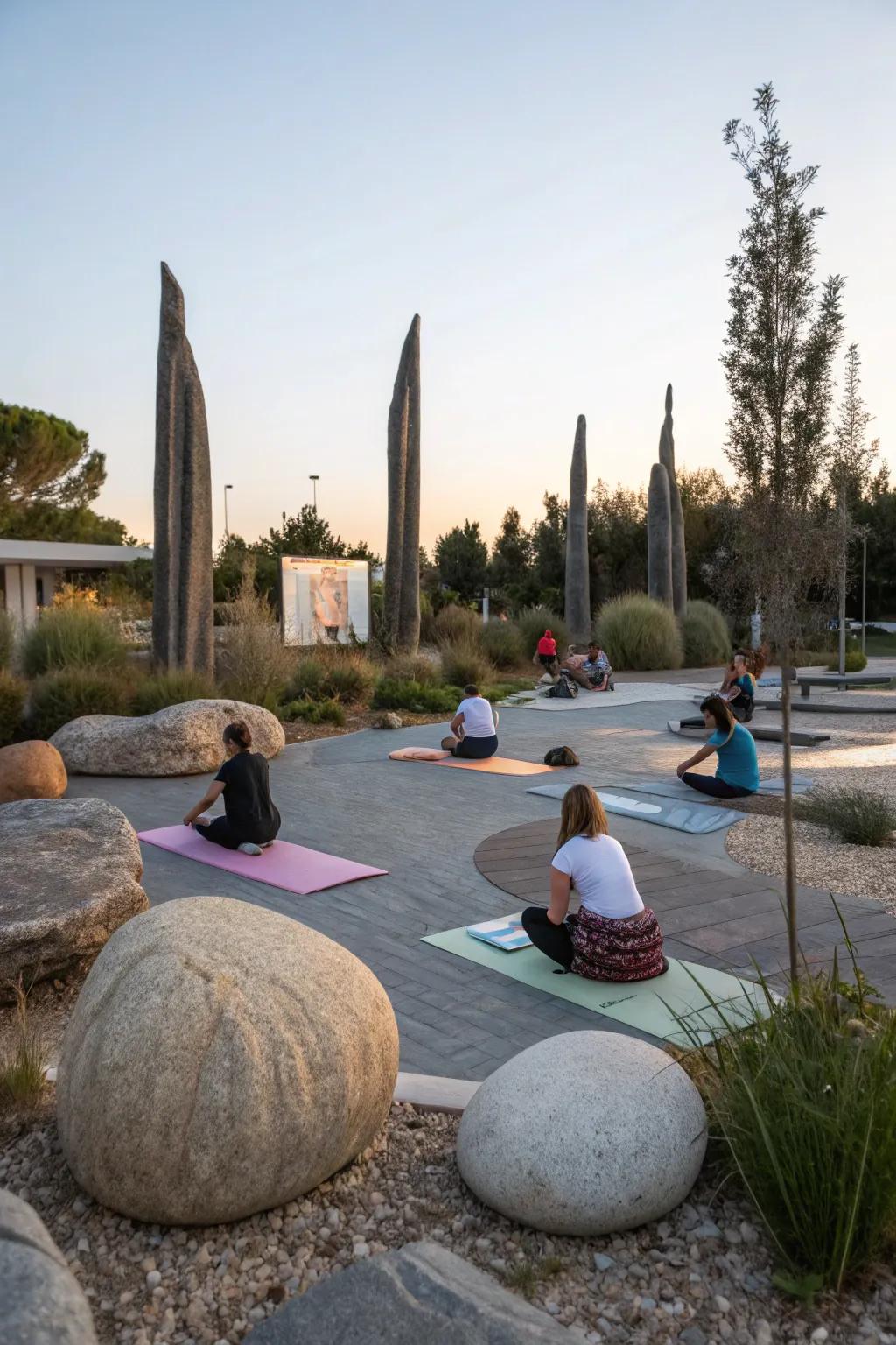 Sculptural elements enrich your yoga space with art and inspiration.