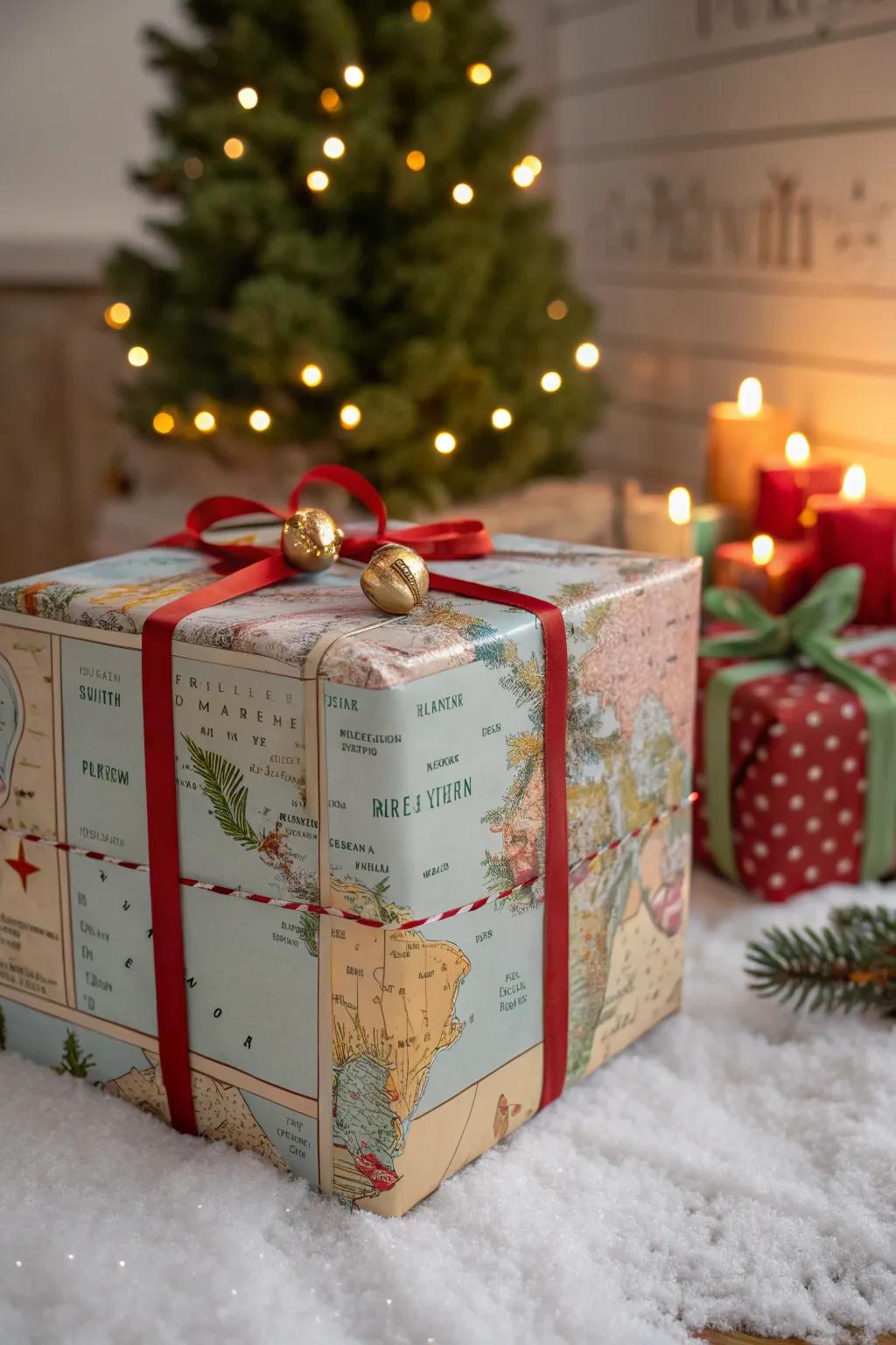 A Santa journey map turns a gift box into a storytelling adventure.