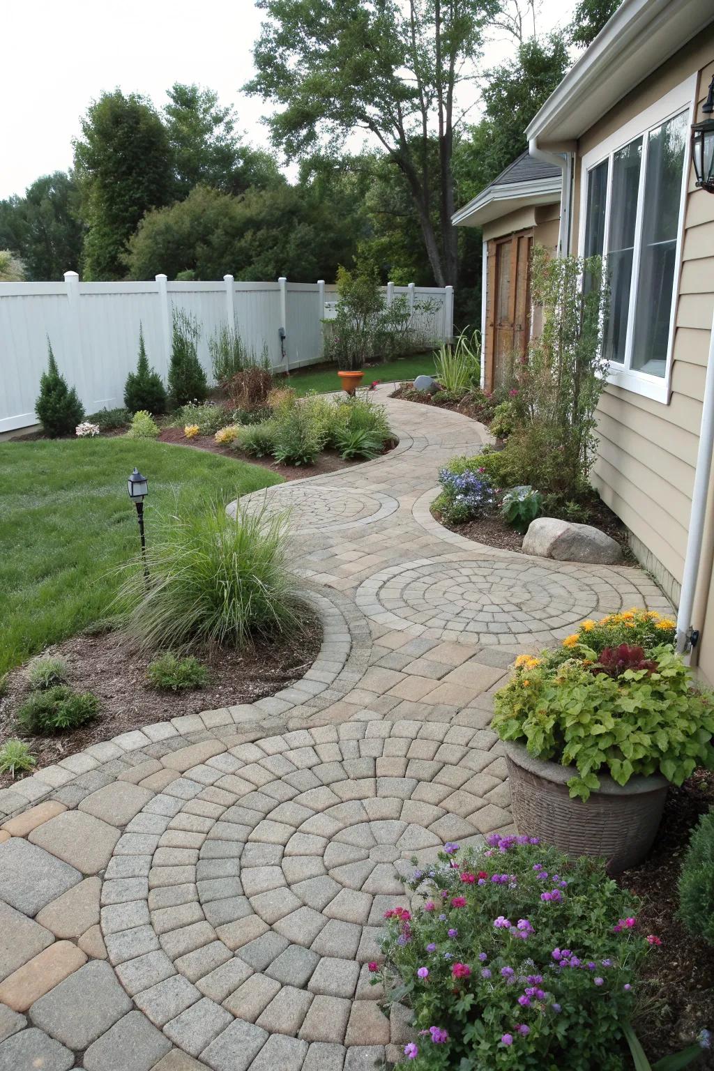 Circular stone patterns add artistry to your landscape.