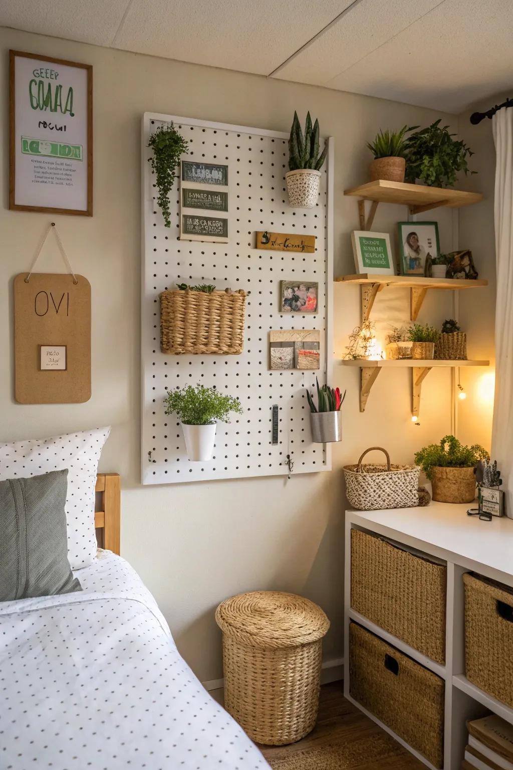 Customizable pegboards for style and function.