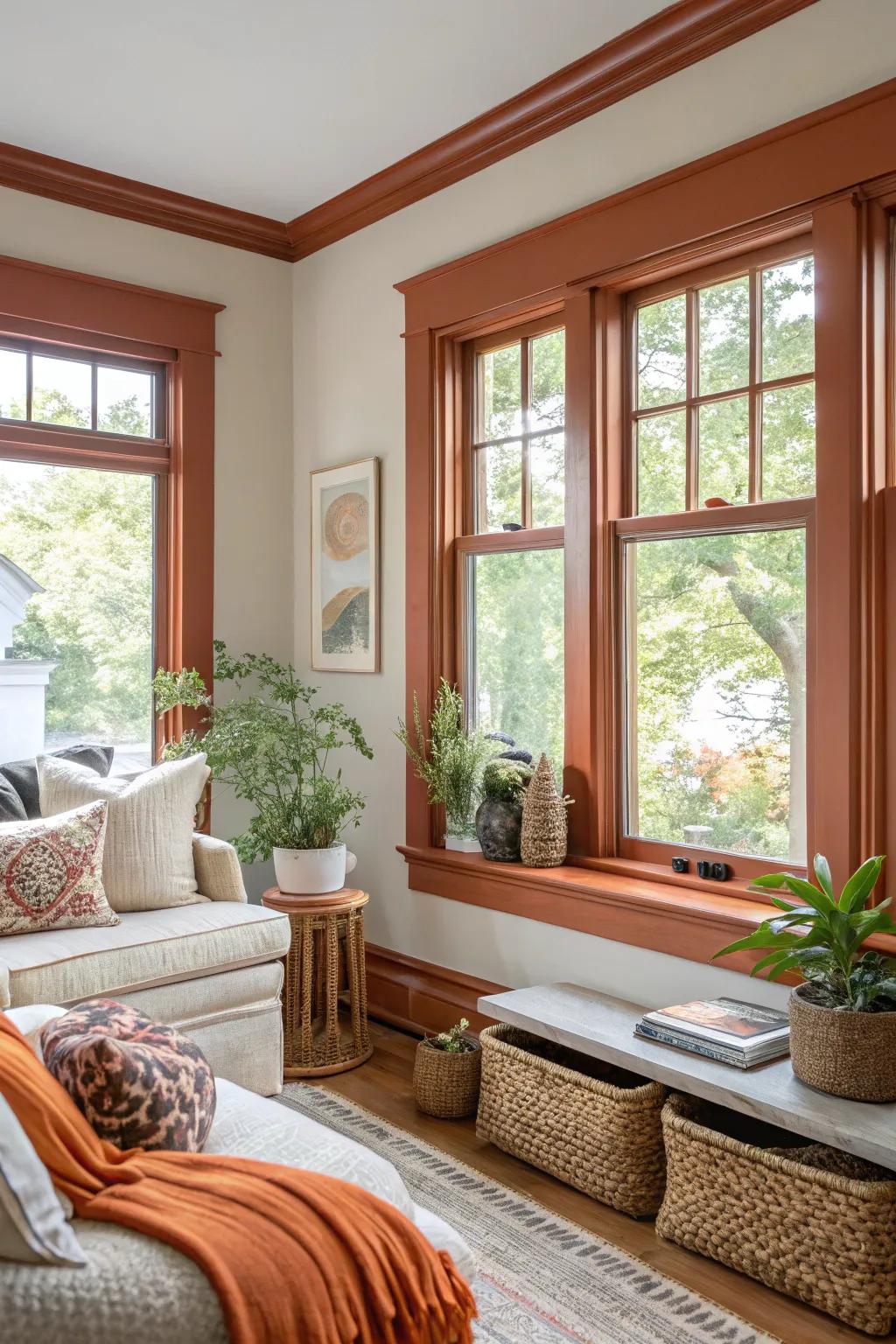 Toasted apricot trim introduces warmth and vitality to a living zone.