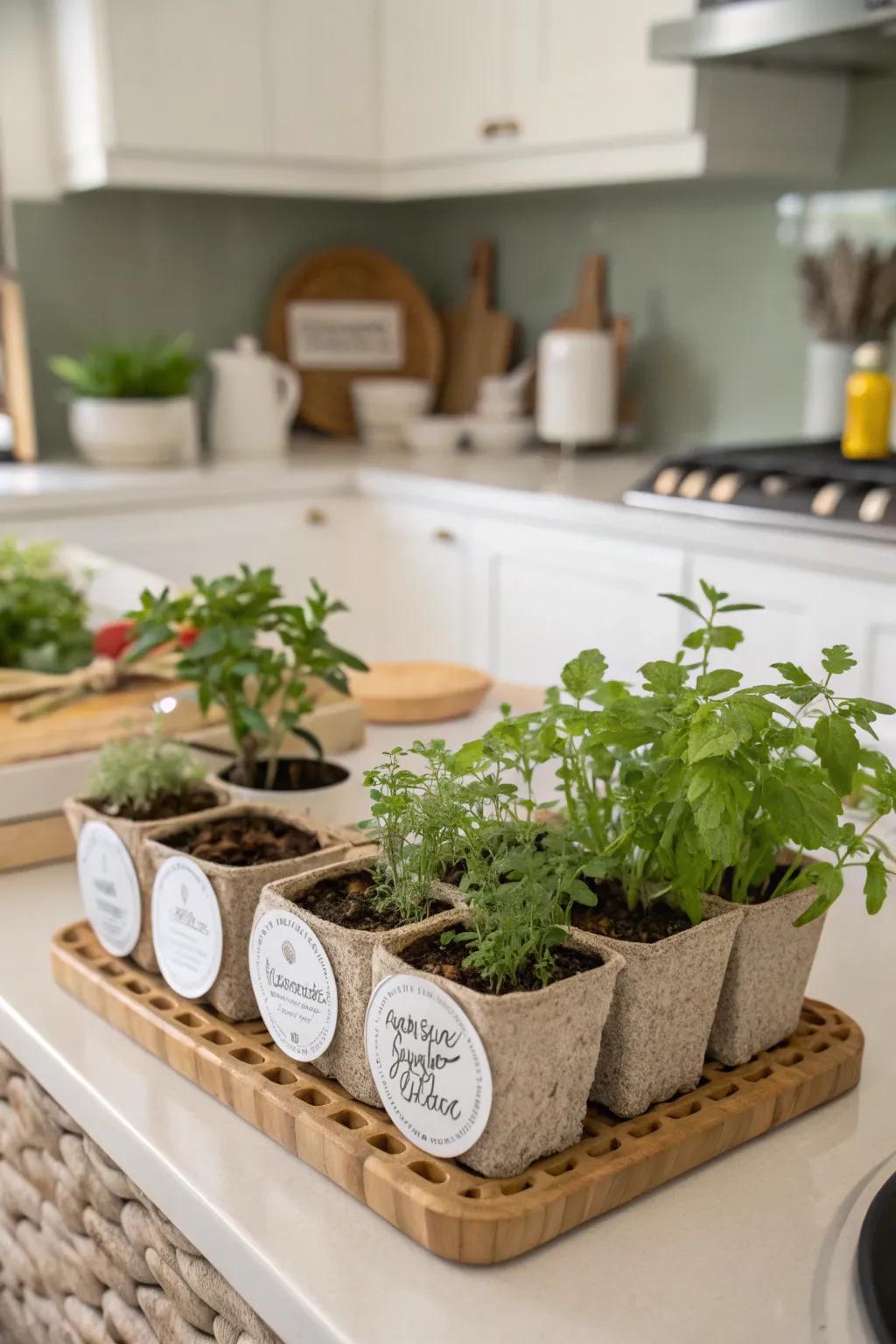 Herb kits provide a practical and flavorful favor.