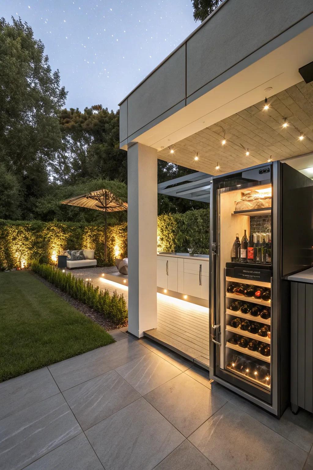 Enjoy perfectly chilled wines with a stylish outdoor wine cooler.