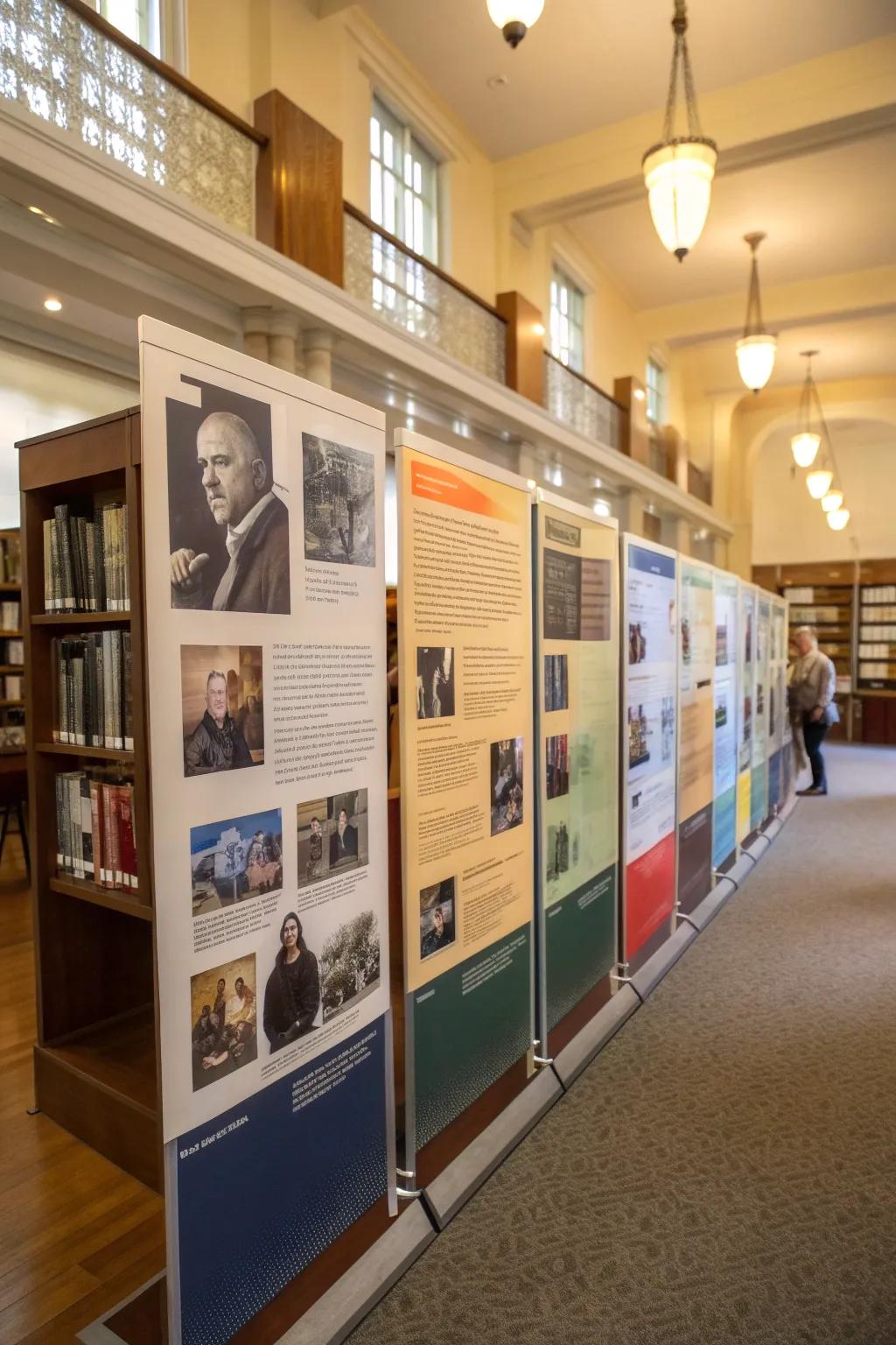 Timelines on display supplying historical setting.