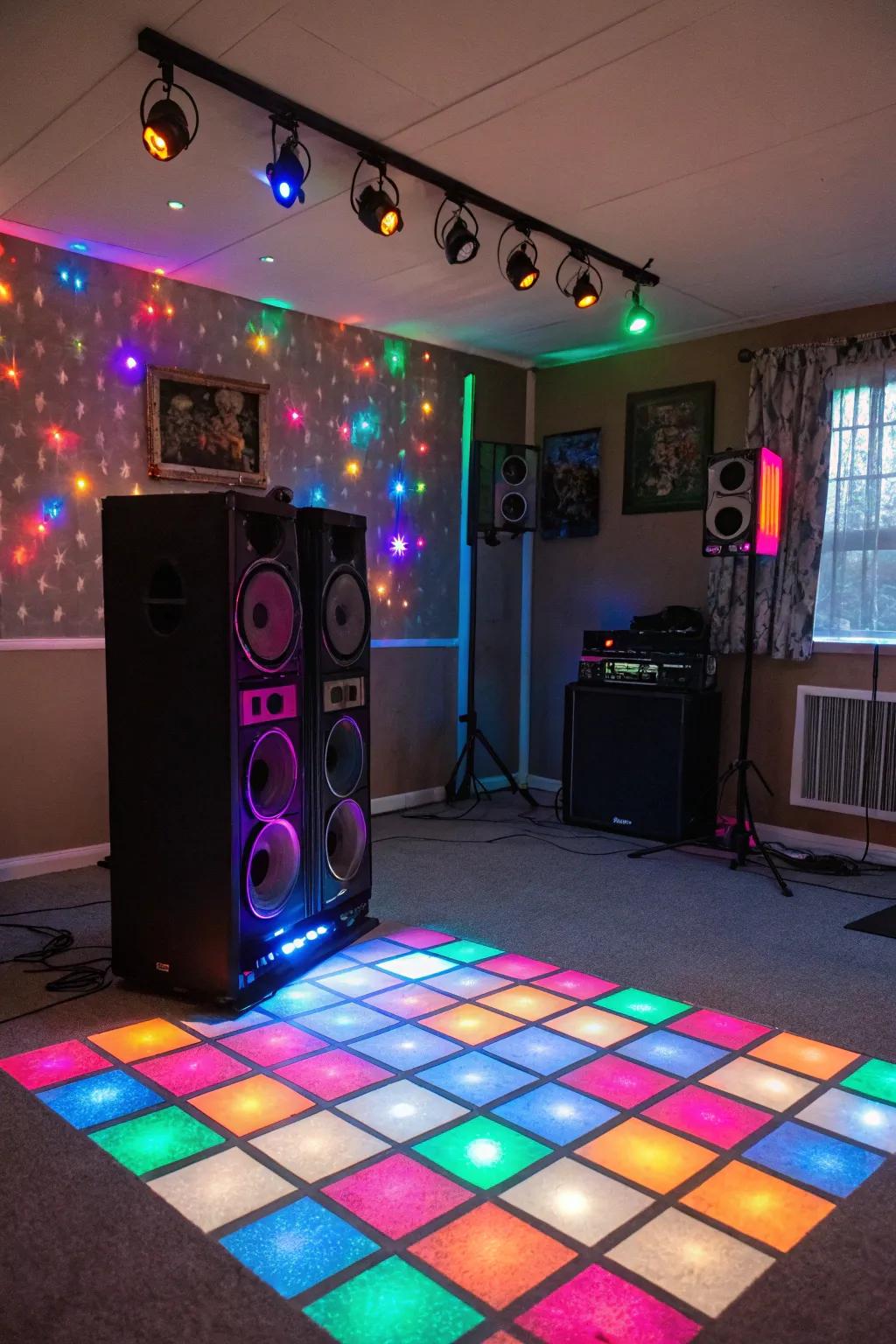 A vibrant dance floor for energetic party fun.