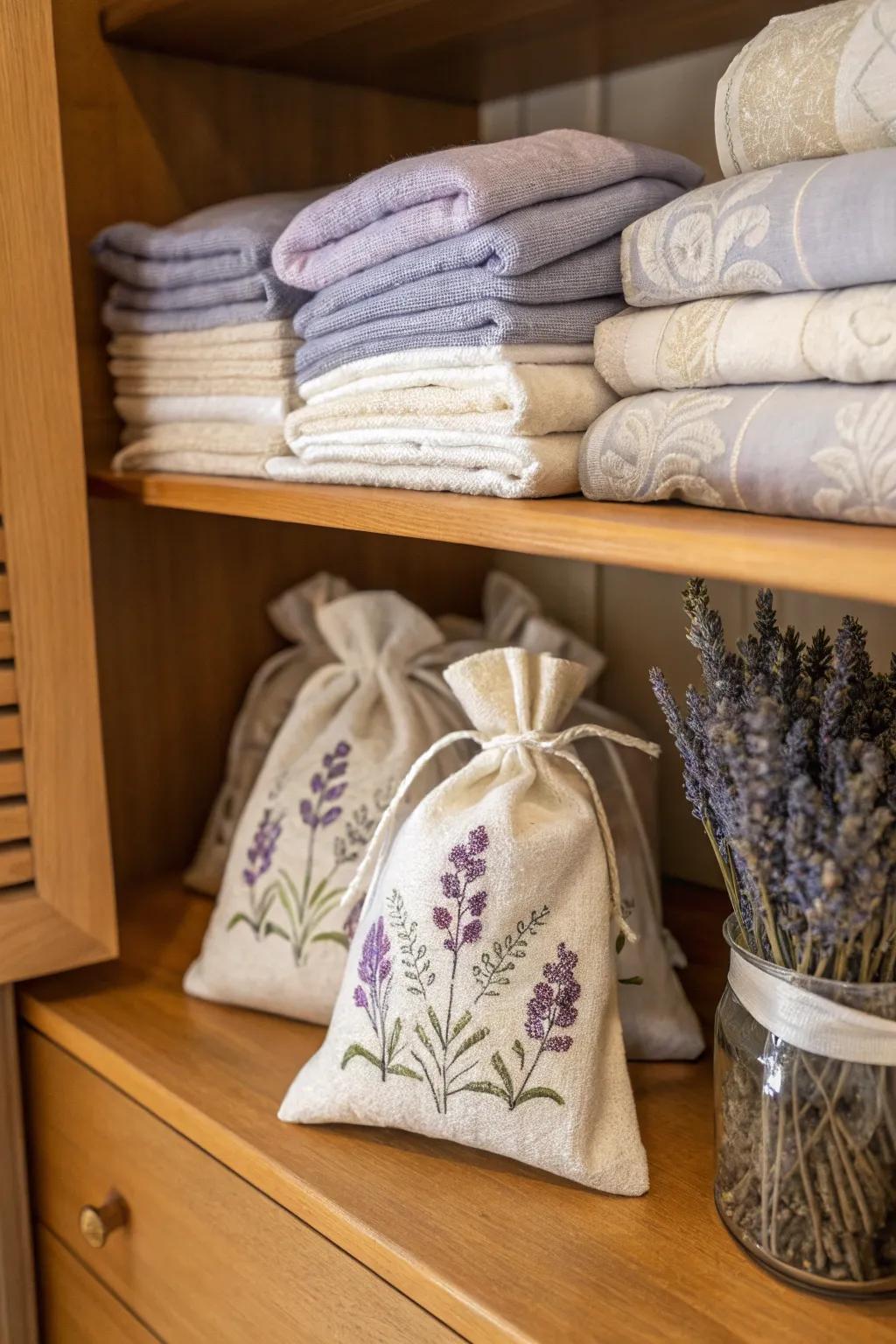 Calming lavender sachets for soothing aromas.