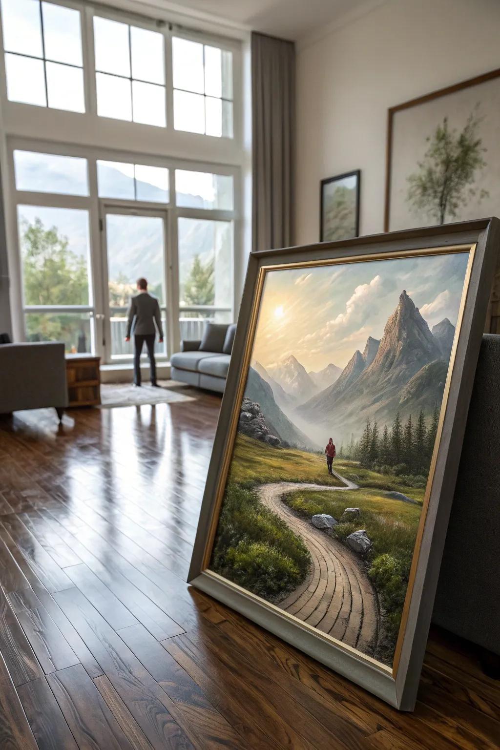 Symbolic journey art illustrates the path of faith.