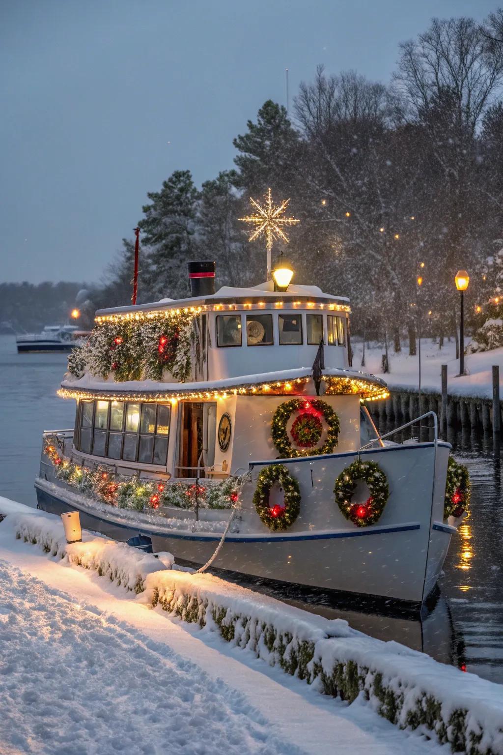 The Polar Express on water, inviting everyone on a magical holiday journey.