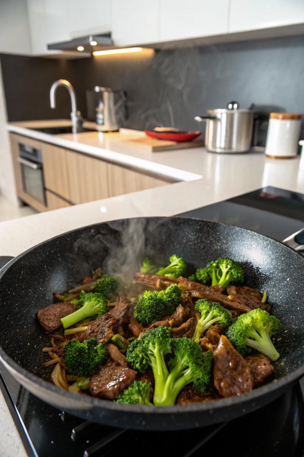 Beef and broccoli stir-fry, a quick and savory meal.