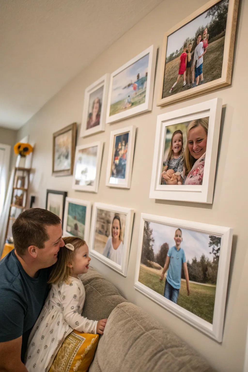 Candid moments bring authenticity and heart to your family photo display.