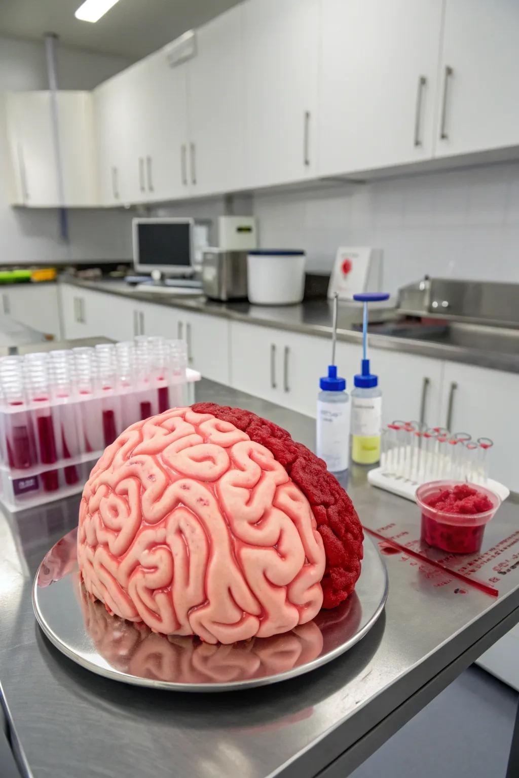 A gory brain cake that's eerily realistic.