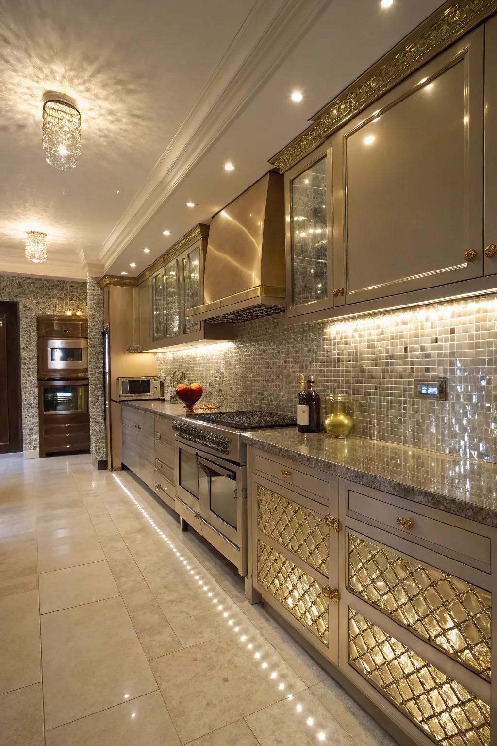 Metal tile shines in your kitchen.