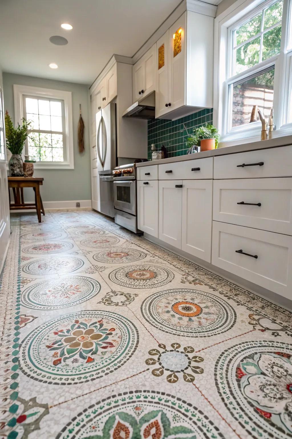 Add a playful touch with charming penny tiles.