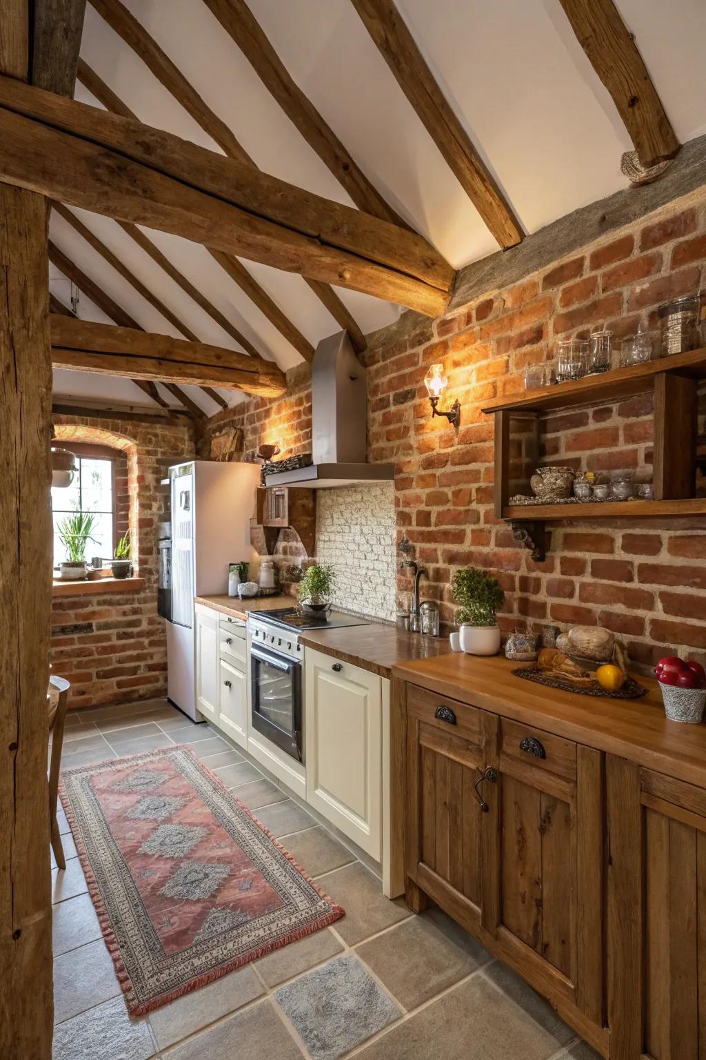 Architectural features add character and charm to a small kitchen.