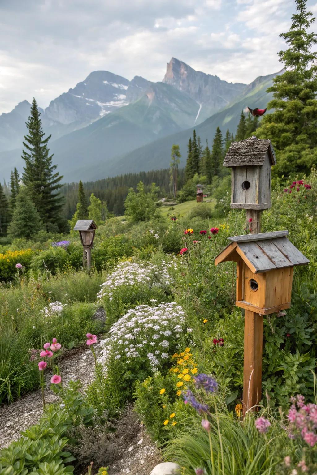 A fauna-amicable garden teeming with activity.