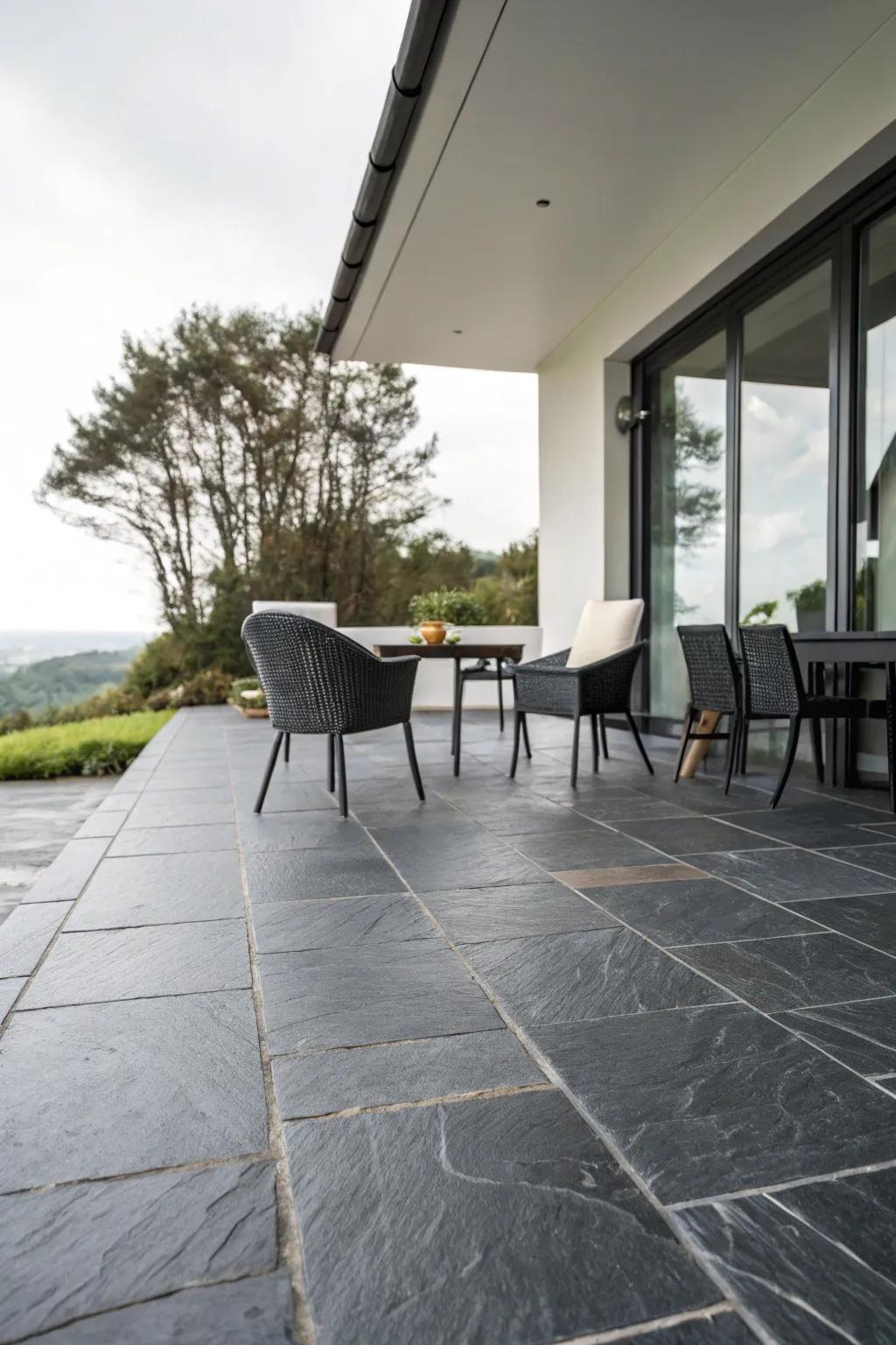 Slate tiles add sophistication and sleekness.