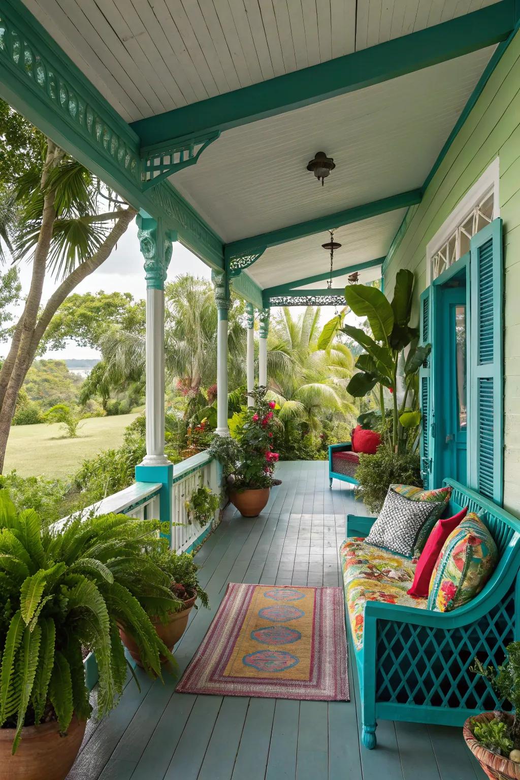 A tropical paradise porch that brings island vibes to your doorstep.