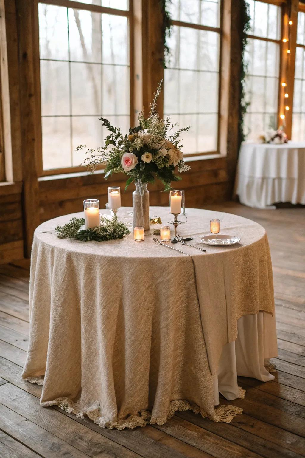 Natural fiber cloth for an eco-friendly wedding.