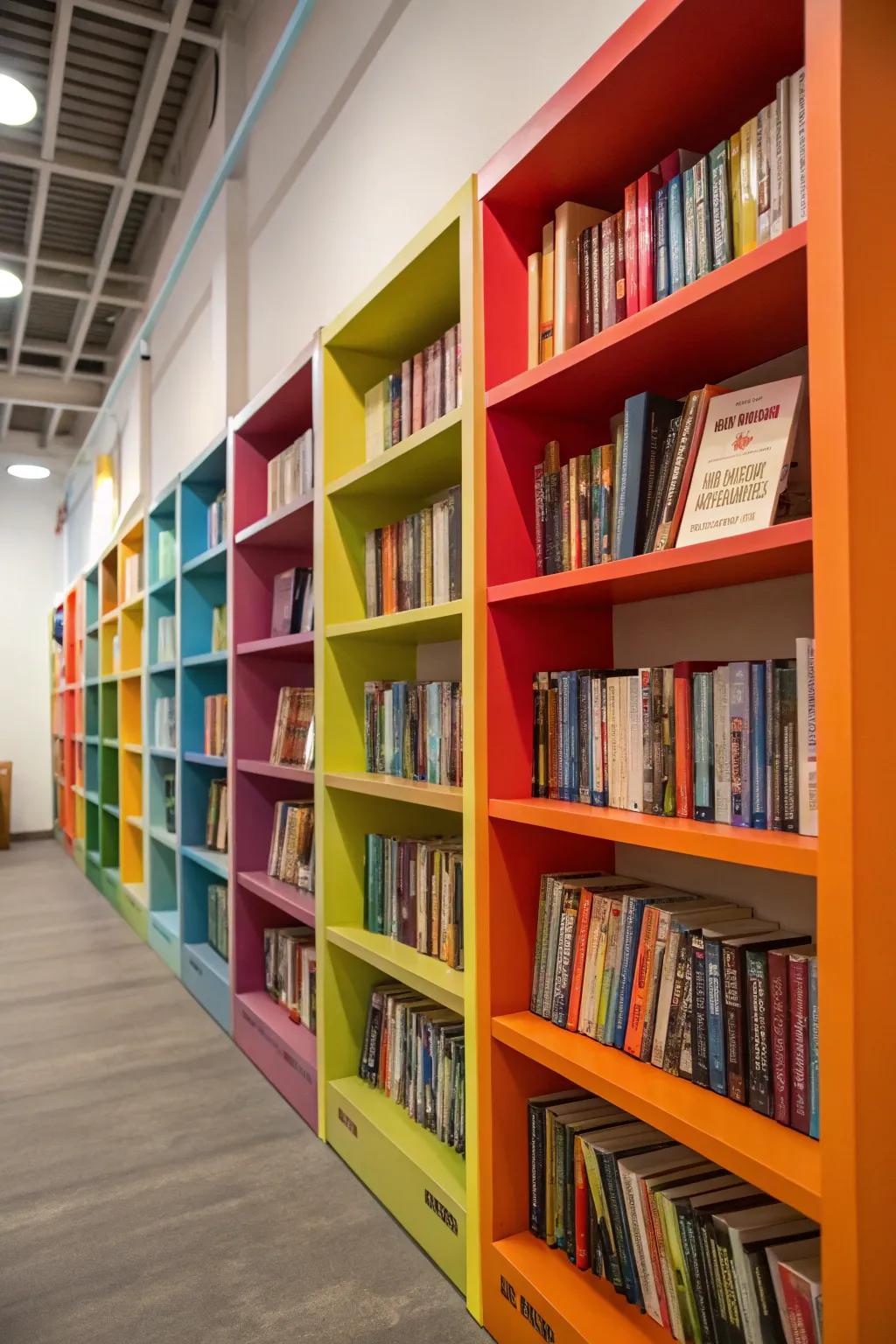 A pop of color makes your library a lively focal point.