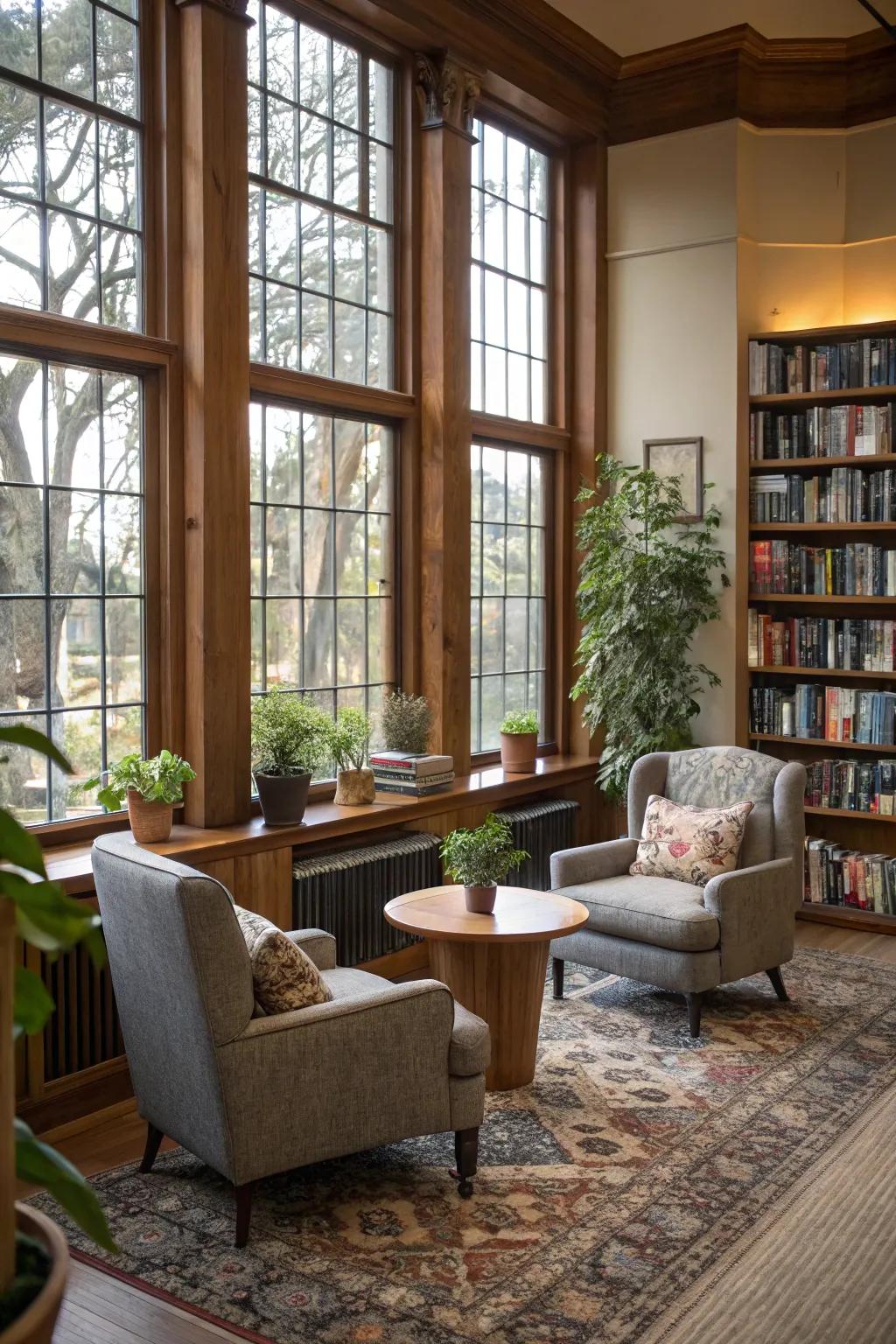 Comfortable seating arrangements inviting relaxation.