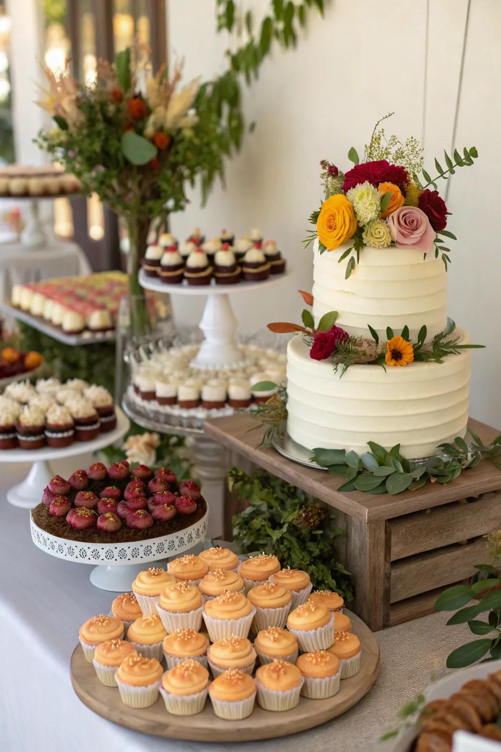 An artfully arranged dessert table delights the senses.