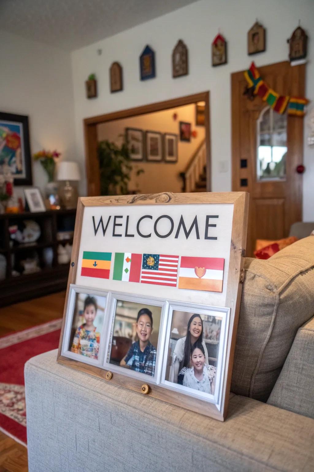 Embrace diversity with a bilingual welcome sign.