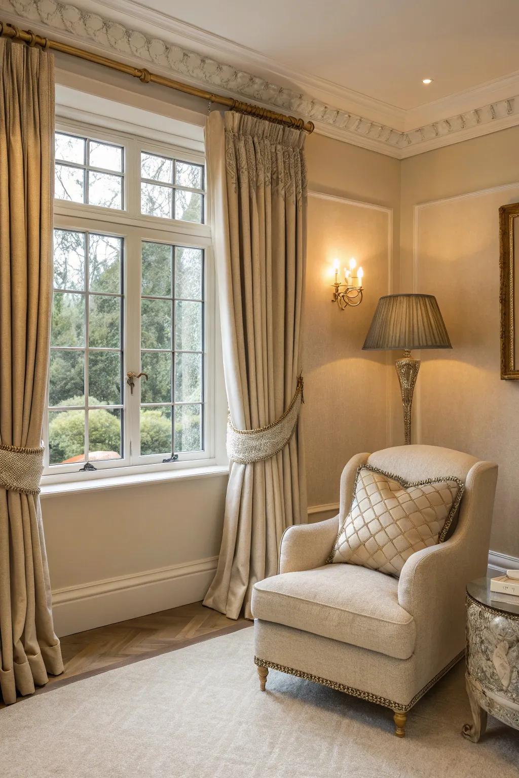 Traditional sand trim offers subdued elegance to any space.