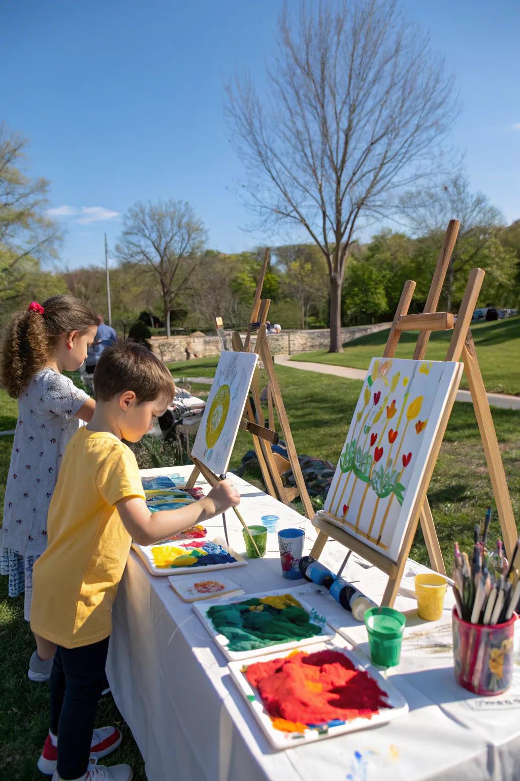 Express creativity with outdoor art projects.