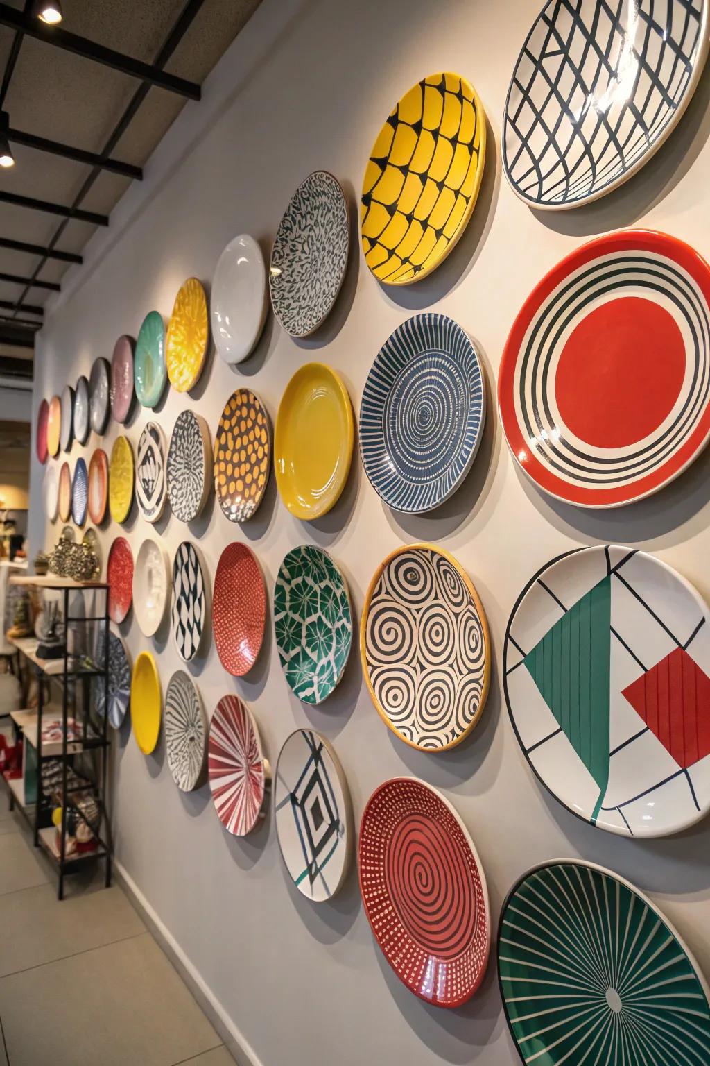 Bold, graphic plates create a striking contemporary display.