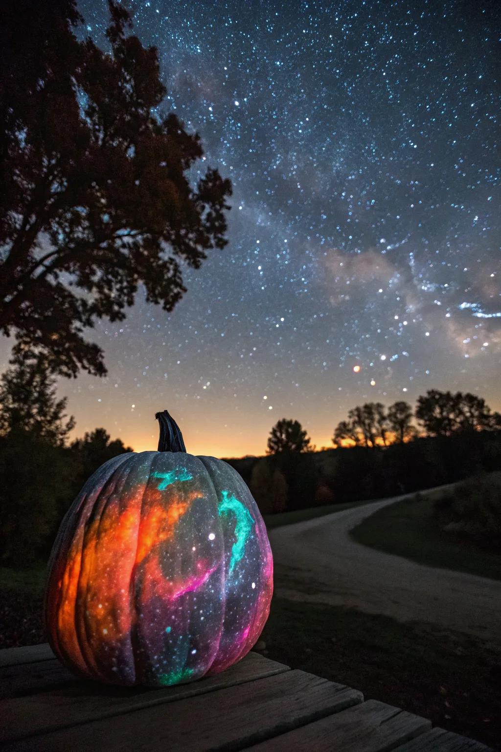 Heavenly designs make gourds shine with a cosmic glow.