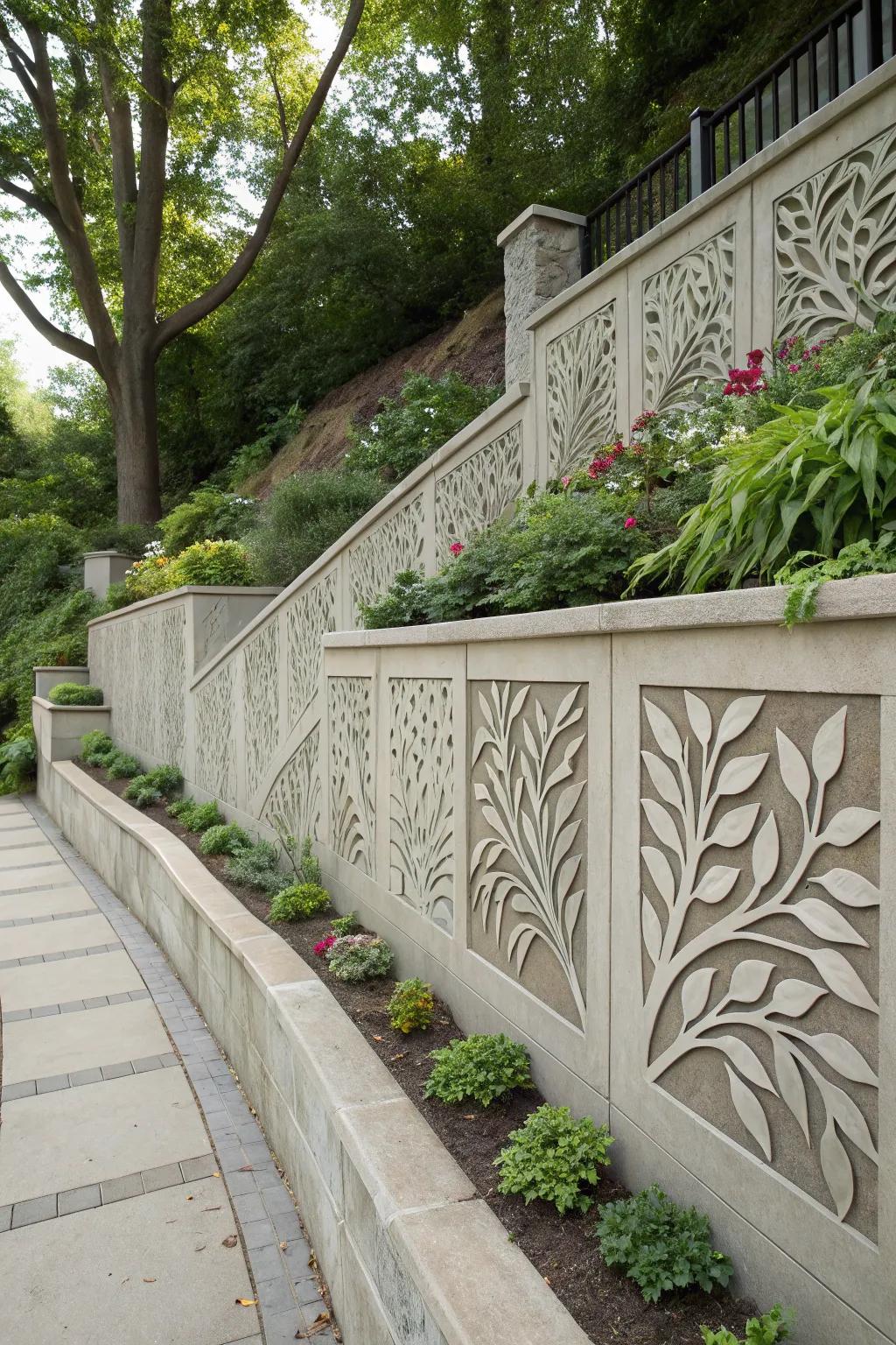 Ornamental patterned rockface lending intrigue.
