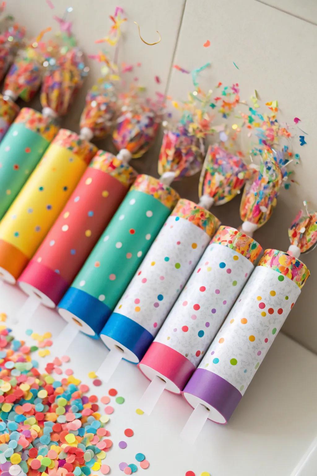 DIY party poppers add a fun surprise to the midnight celebration.