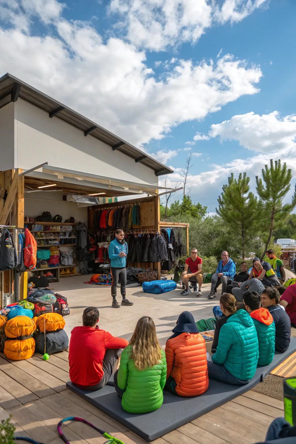 Open-air workshops fostering community engagement and learning.