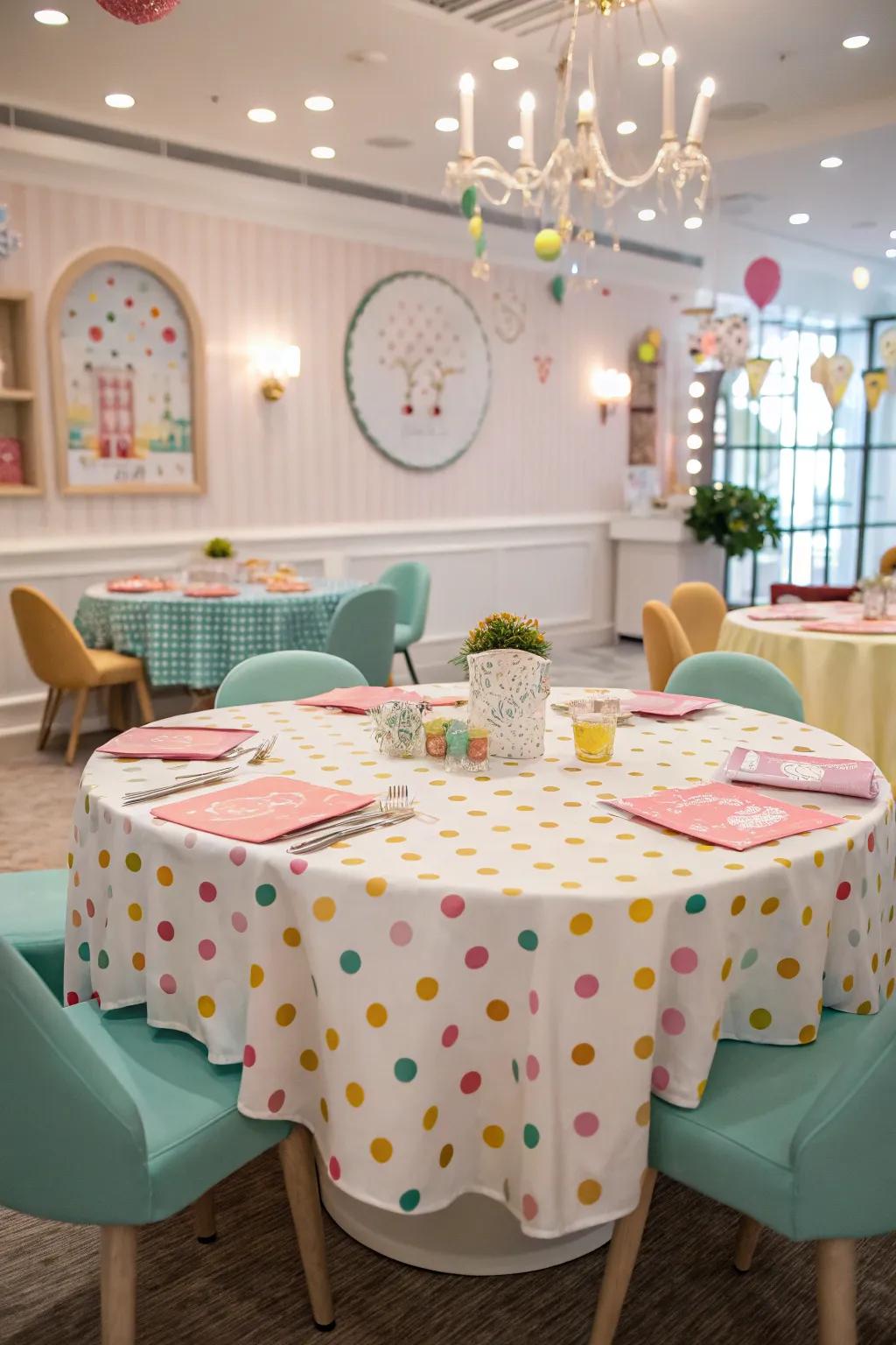 Polka dots bring a quirky hint to table settings.