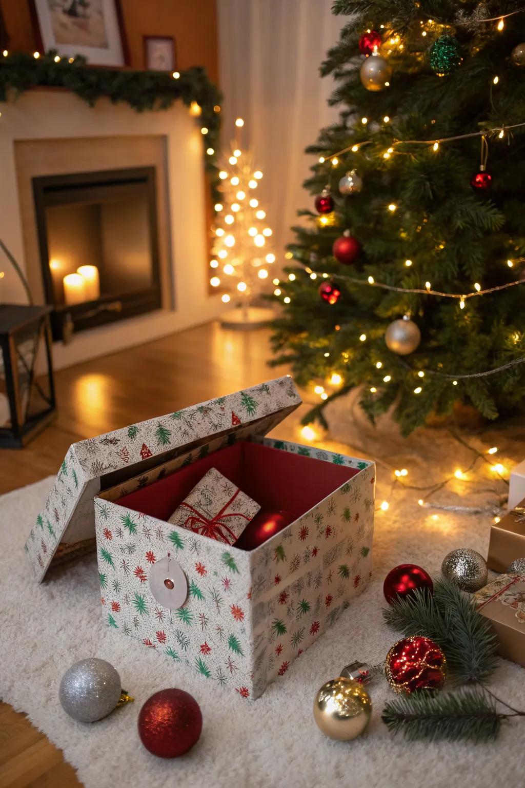 Secret compartments add mystery and excitement to Santa boxes.