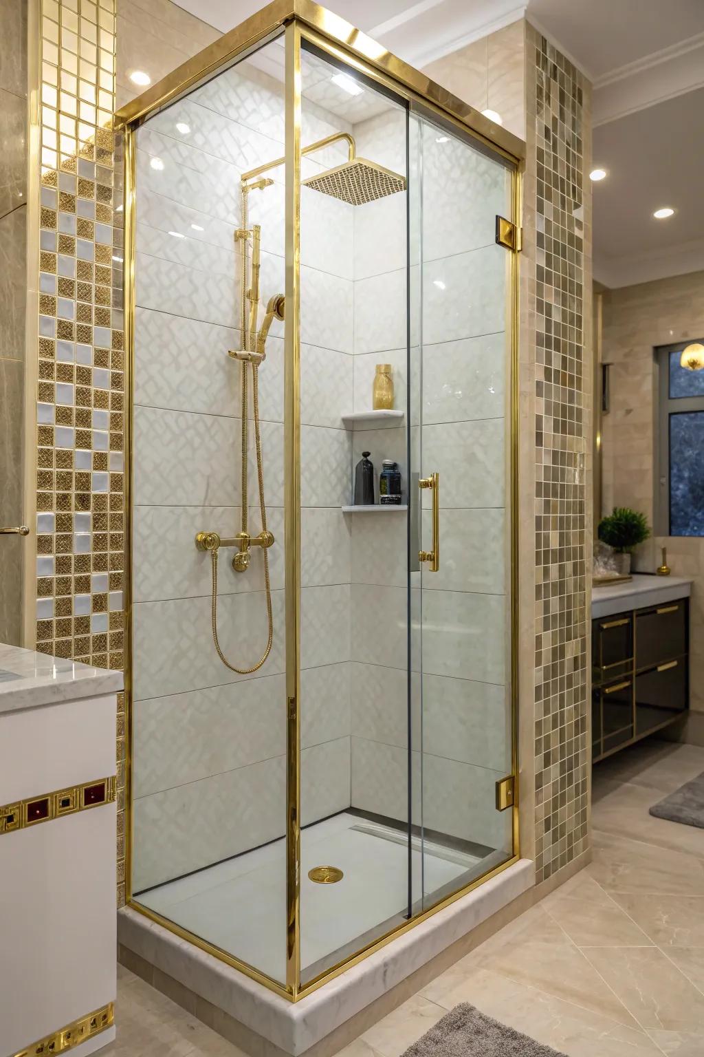 Auric accents infuse opulence and warmth.