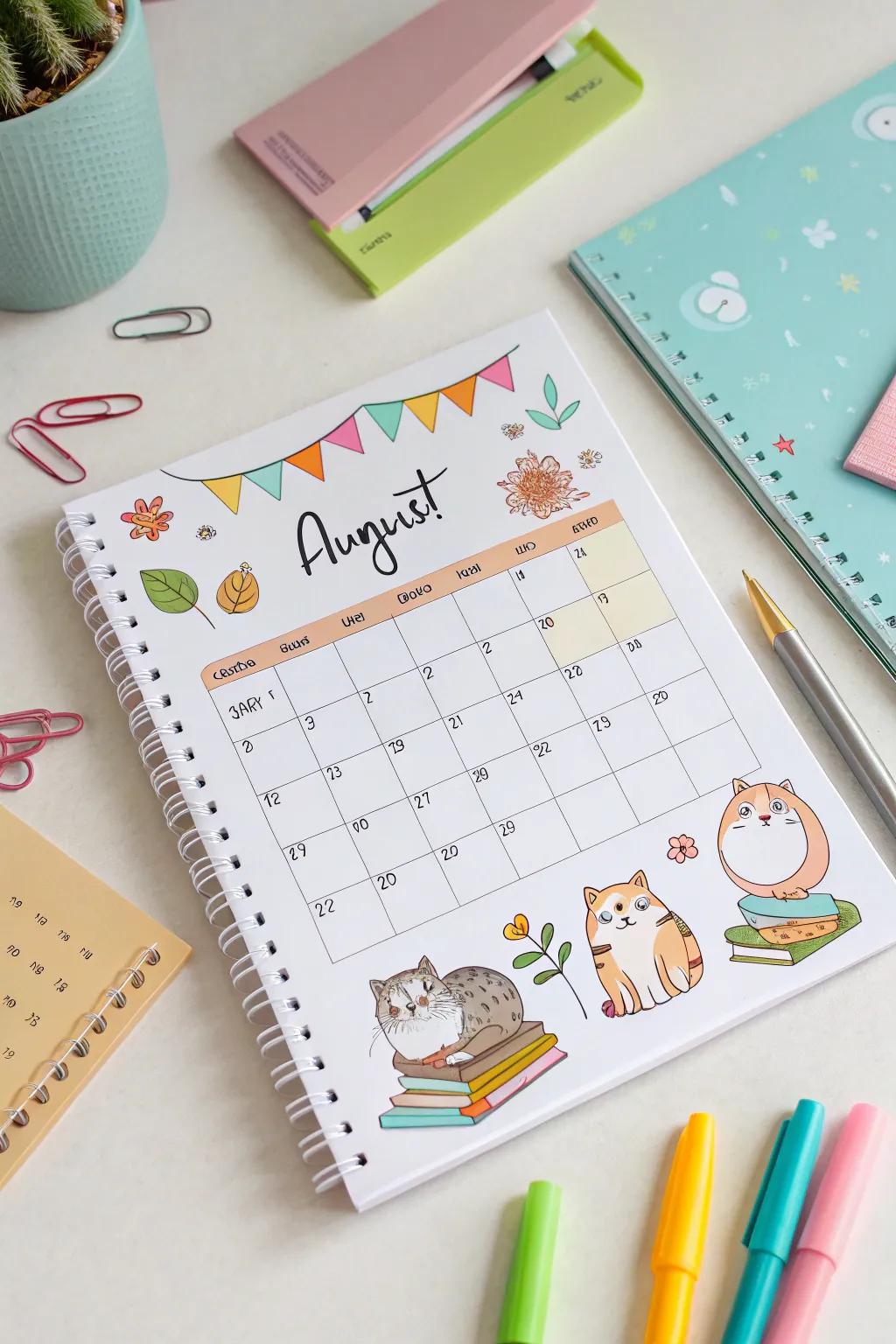 Infuse charm into your calendar with adorable animal illustrations.