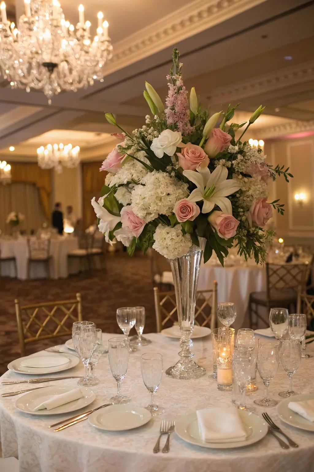 Create a lasting impression with grand floral arrangements.