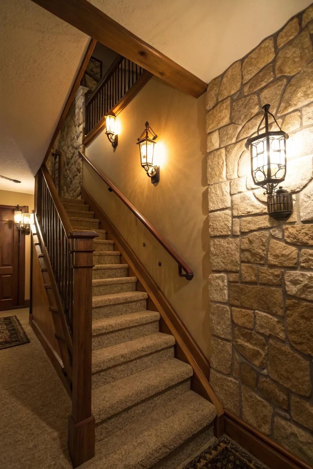 Add charm to your stairs with beautiful wall sconces.